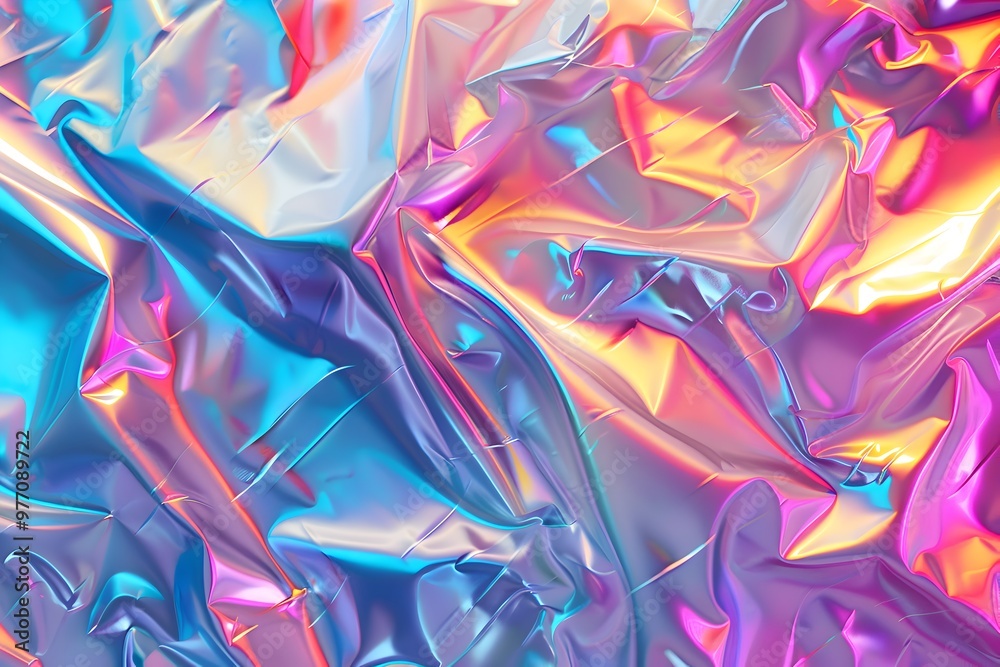 Holographic paper cool background in neon colors. Fashion magazine cover background with neon metallic gradient hologram. Holographic vector design for invitation, cover, booklet Holographic paper cool background in neon colors. Fashion magazine cover background with neon metallic gradient hologram. Holographic vector design for invitation, cover, booklet