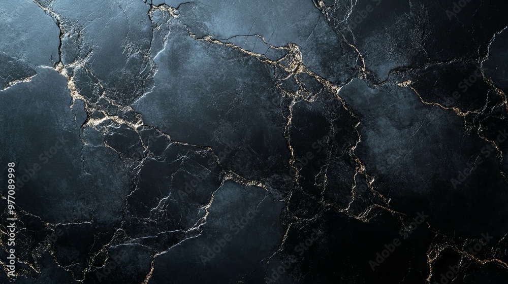 Black Marble Surface with Golden Veins
