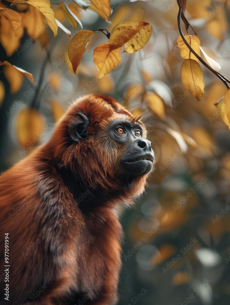 Fototapeta premium Portrait of a Howler Monkey in the Tropical Wilderness