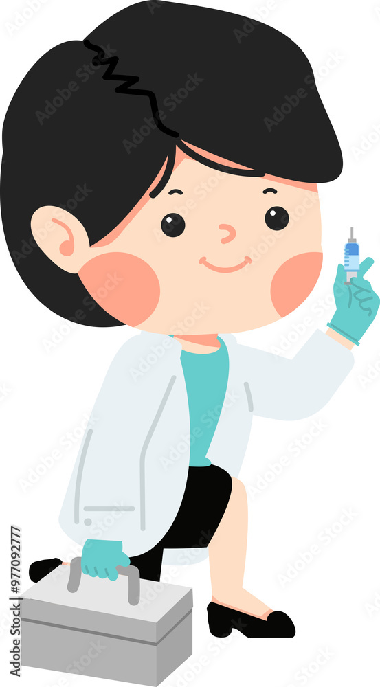 Female Veterinarian Working with Medical Equipment Female Veterinarian Working with Medical Equipment