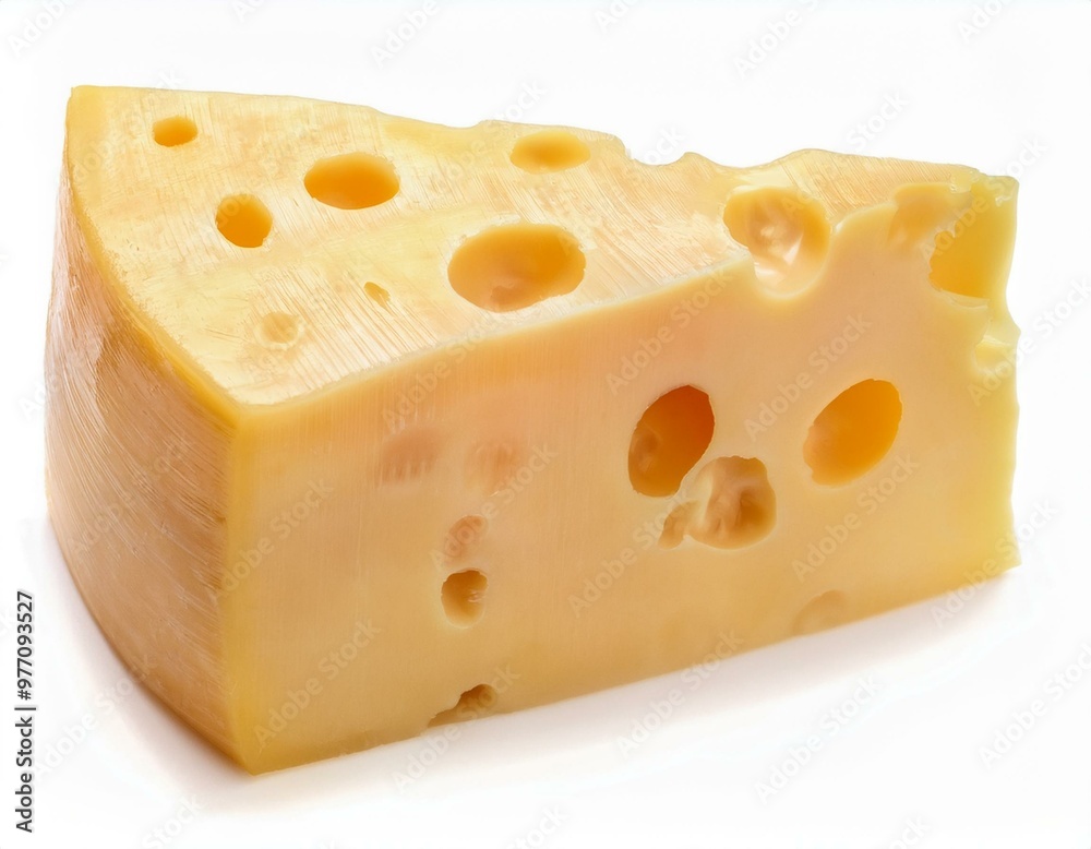 Block of Swiss cheese isolated on white background. ai generated Block of Swiss cheese isolated on white background. ai generated