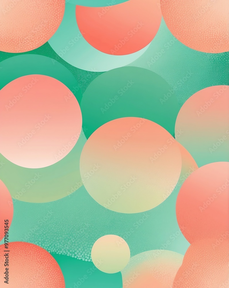 Pastel gradient of coral and green circles Pastel gradient of coral and green circles