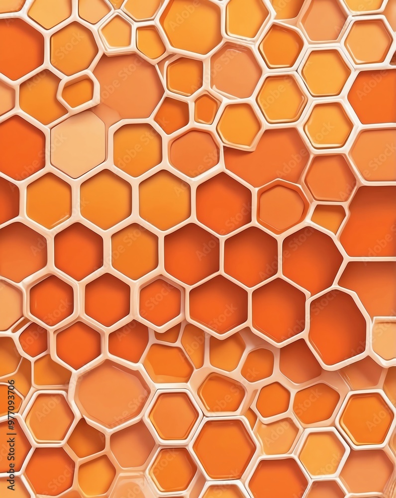 Pastel gradient of orange honeycomb shapes Pastel gradient of orange honeycomb shapes