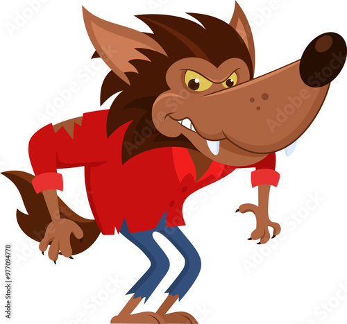 Cute Halloween Werewolf Cartoon Character. Vector Illustration Flat Design Isolated On Transparent Background