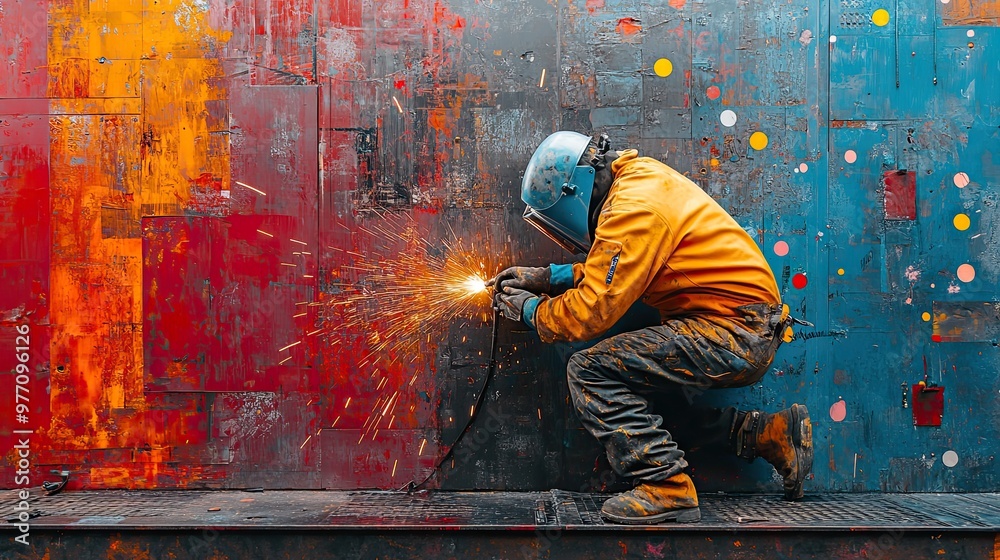 Welding Process at Iconic Industrial Location Welding Process at Iconic Industrial Location