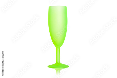 green isolated champagne glass.