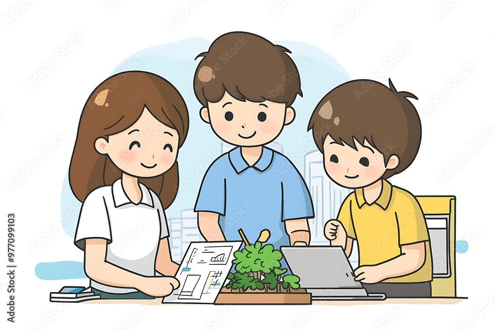 Team of young professionals working together on a project. Team of young professionals working together on a project.