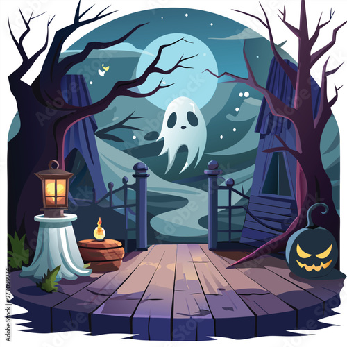 halloween background with scary scary and creepy vector illustration design