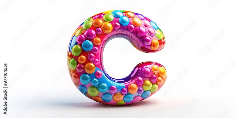 A decorative bubble letter C in a vibrant color against a white background A decorative bubble letter C in a vibrant color against a white background