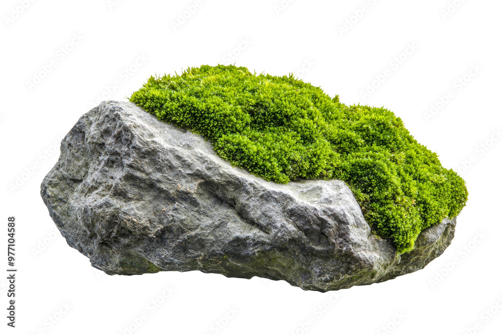 Rock covered with lush green moss, symbolizing nature and growth Rock covered with lush green moss, symbolizing nature and growth