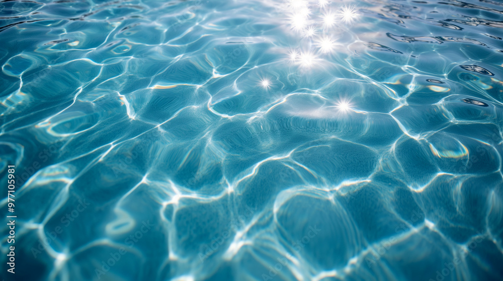 Sunlight reflecting on clear blue water with ripples and soft wave patterns Sunlight reflecting on clear blue water with ripples and soft wave patterns