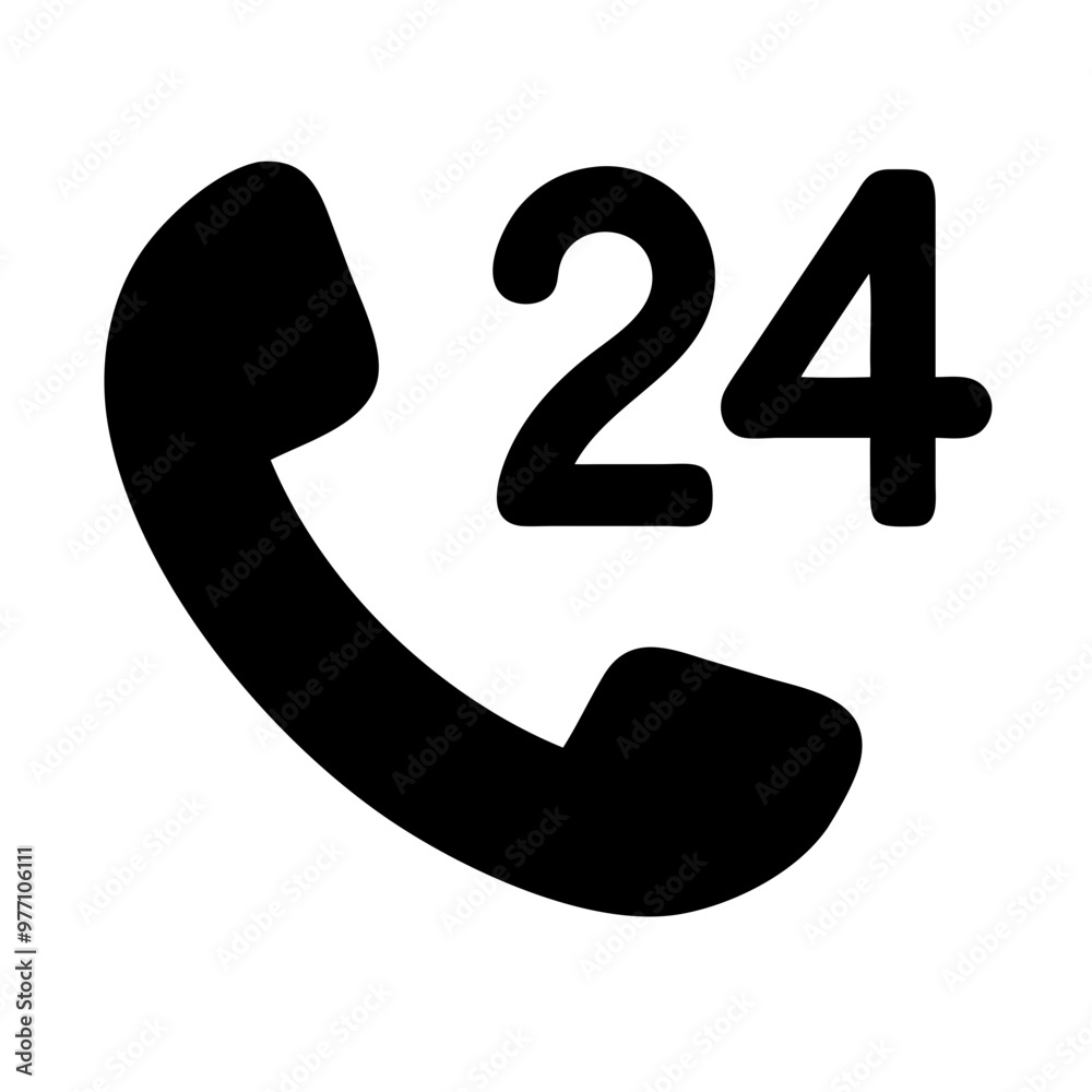 Telephone Handset Icon with 24-Hour Telephone Handset Icon with 24-Hour