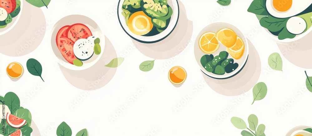 Background Featuring Bowls Of Nutritious Food On A White Table Background Featuring Bowls Of Nutritious Food On A White Table