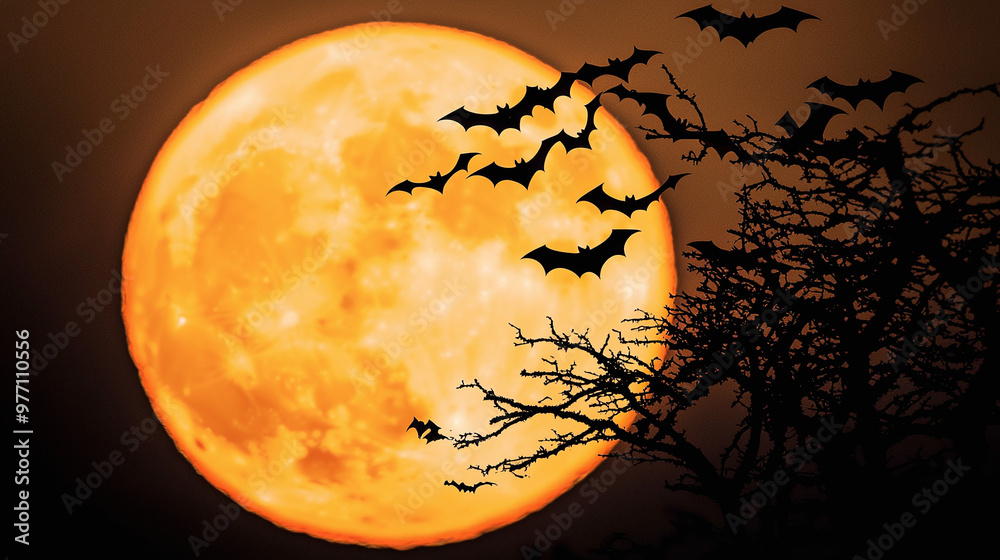 a colony of bats in flight, silhouetted against a full moon a colony of bats in flight, silhouetted against a full moon