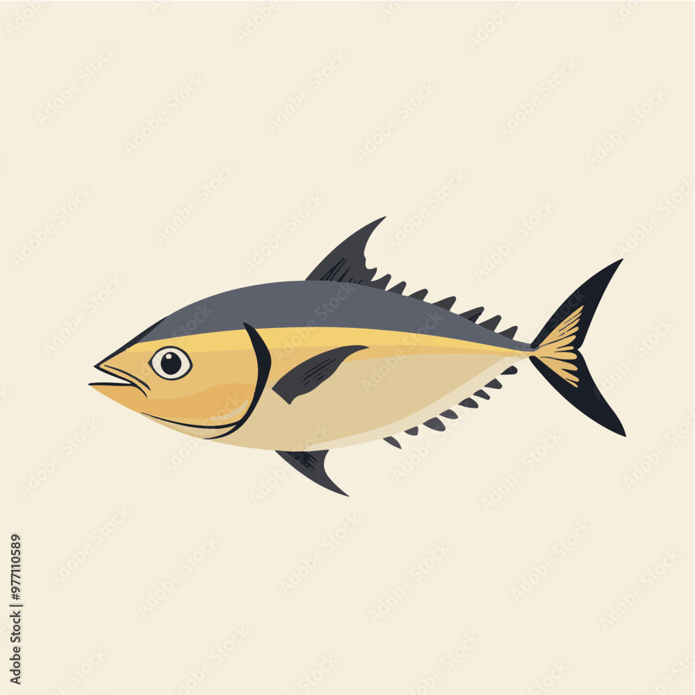 Vector Illustration of a Stylized Tuna Fish Vector Illustration of a Stylized Tuna Fish