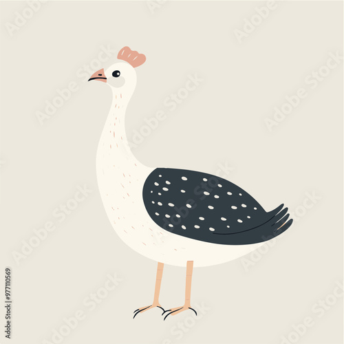 Whimsical Vector Illustration of a Guinea Fowl