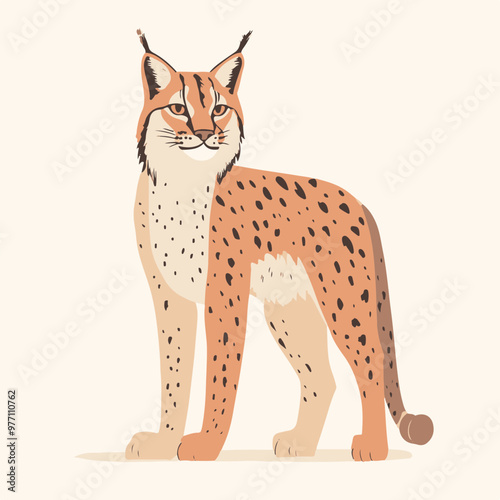 Vector Illustration of a Lynx on Beige Background