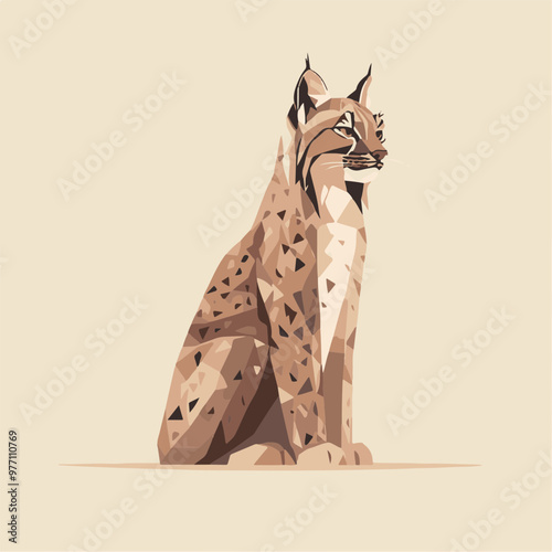 Geometric Lynx in Abstract Vector Art Style