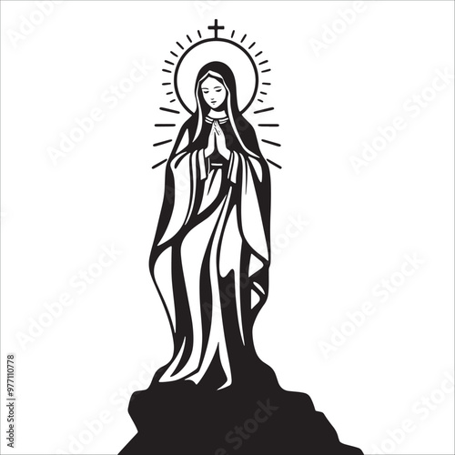 Vector illustration of Virgin Mary isolated on white background.