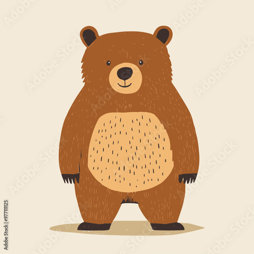 Cute Brown Bear Character in Vector Style