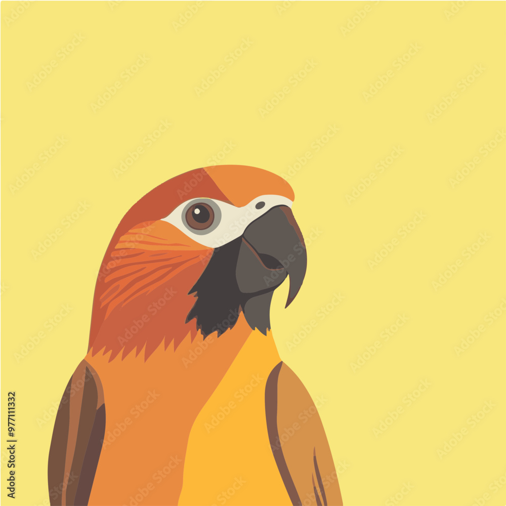 Obraz premium Vibrant Vector Parrot Illustration on Yellow Background