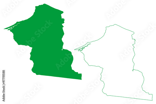 Jijoca de Jericoacoara municipality (Ceará state, Municipalities of Brazil, Federative Republic of Brazil) map vector illustration, scribble sketch Jijoca de Jericoacoara map