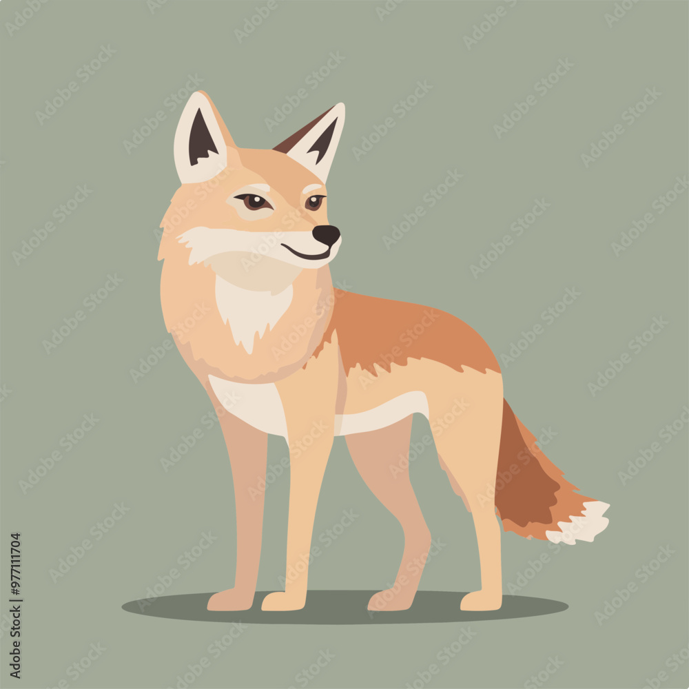 Stylized Vector Fox Illustration on Green Background Stylized Vector Fox Illustration on Green Background