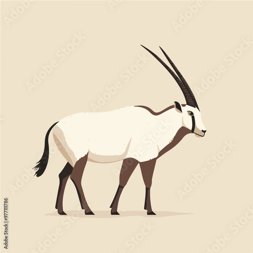 Stylized Vector Illustration of an Arabian Oryx