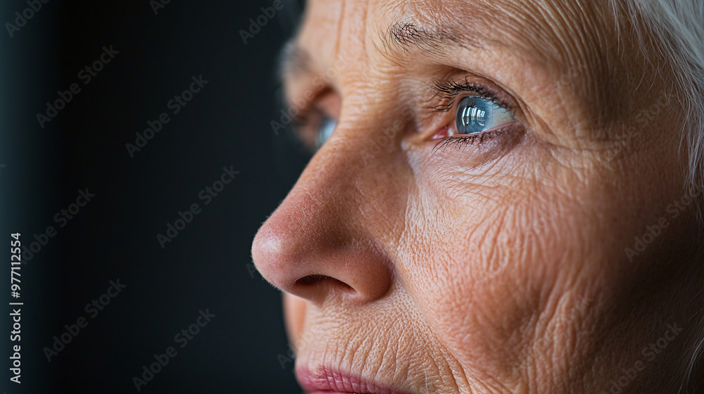 Obraz premium an older female adult with a worried expression, symbolizing urinary incontinence concerns