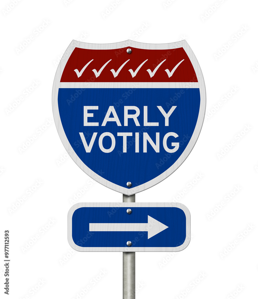 Early Voting message sign isolated on white Early Voting message sign isolated on white