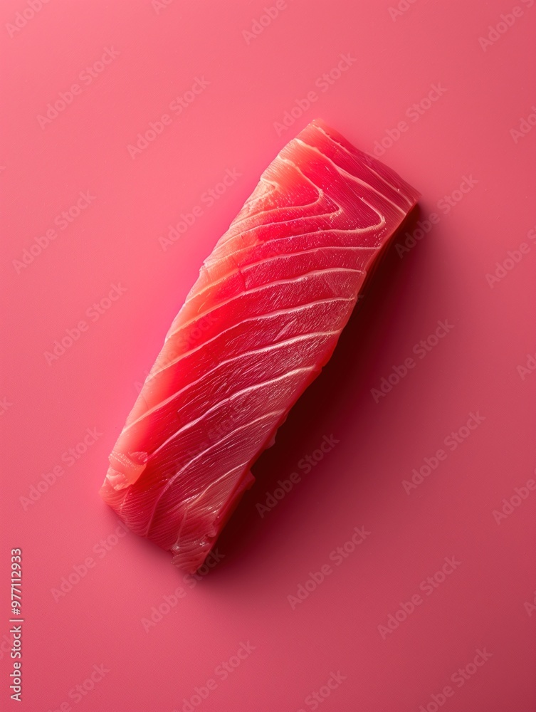 Japanese Engawa sushi on a vivid solid color background, close up