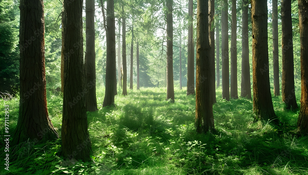 Naklejka premium the green forest Generative AI