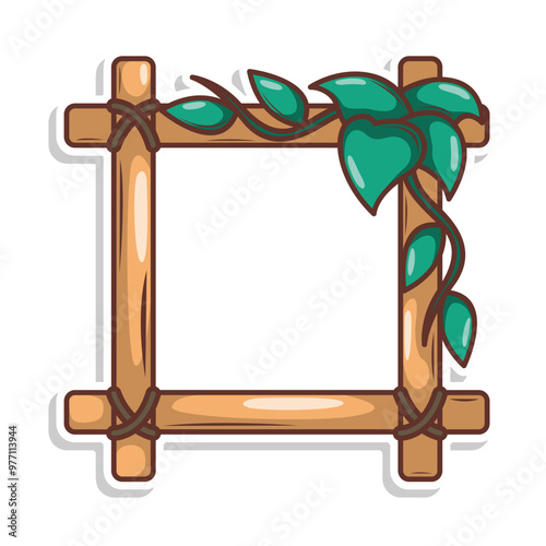 wood frame nature with leaf illustration