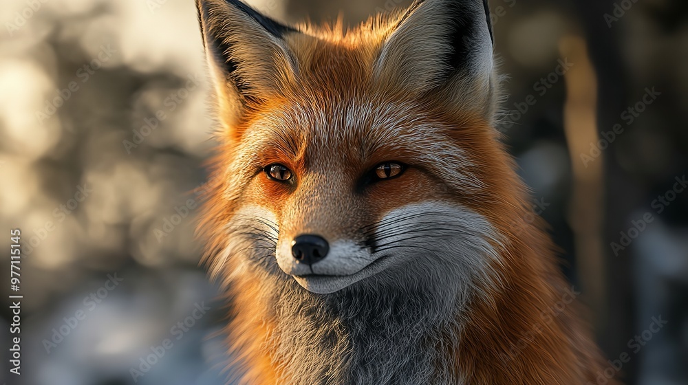 Obraz premium Close Up of Red Fox in Snow