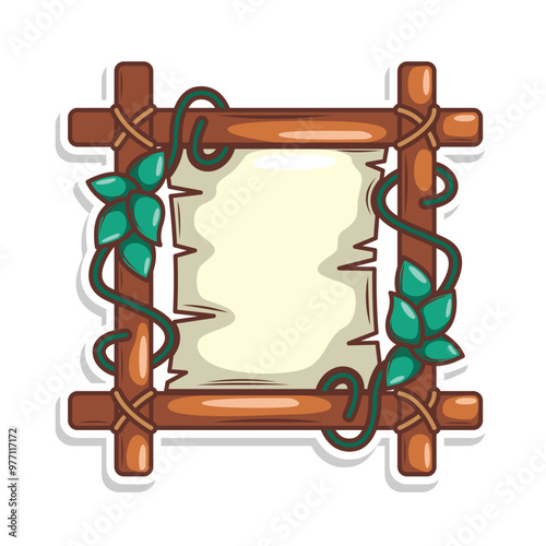 wood frame nature with leaf illustration