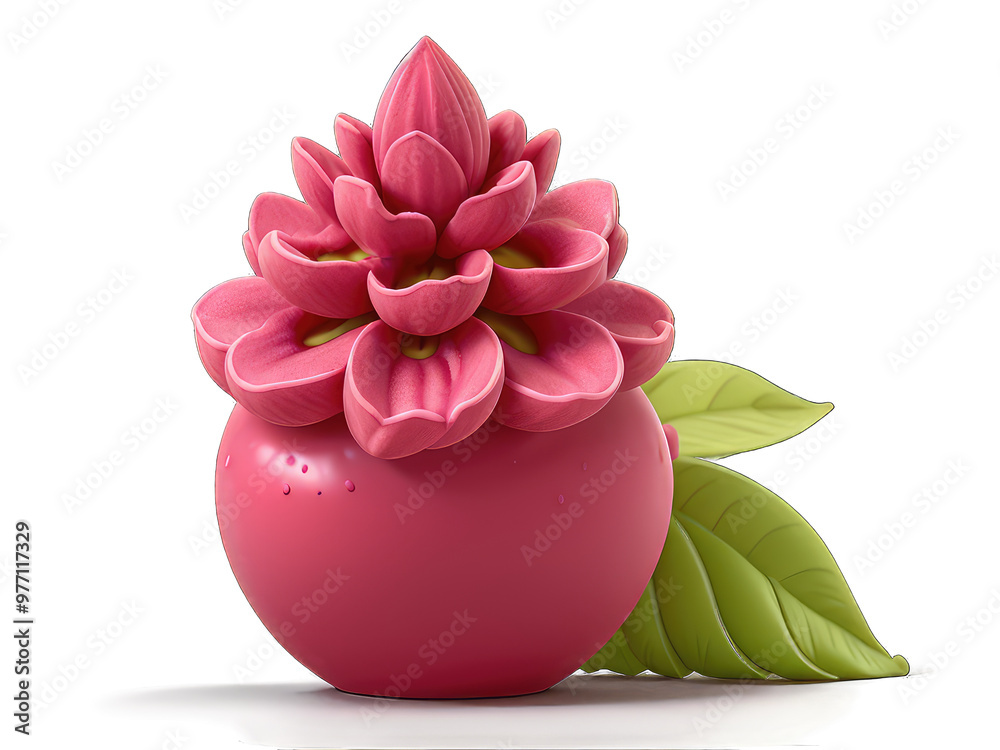 3d pink flower in a vase isolated on transparent background 3d pink flower in a vase isolated on transparent background