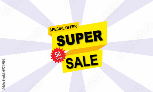 special offer supper sale 50% off for e-commerce website on a white background 
