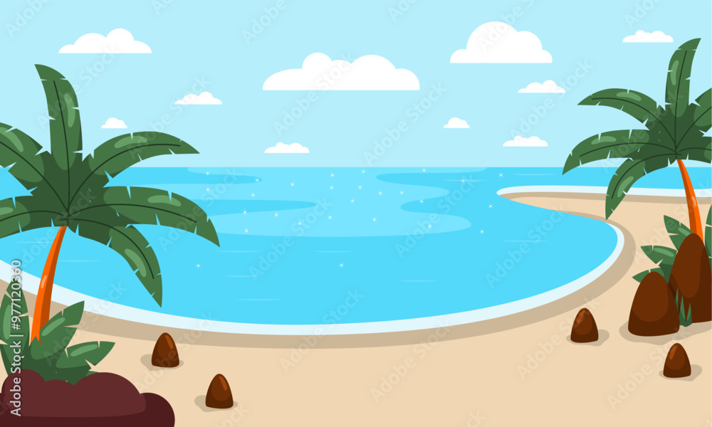Obraz premium Summer beach scene vector background