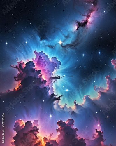 Nebula cloud patterns with starry background