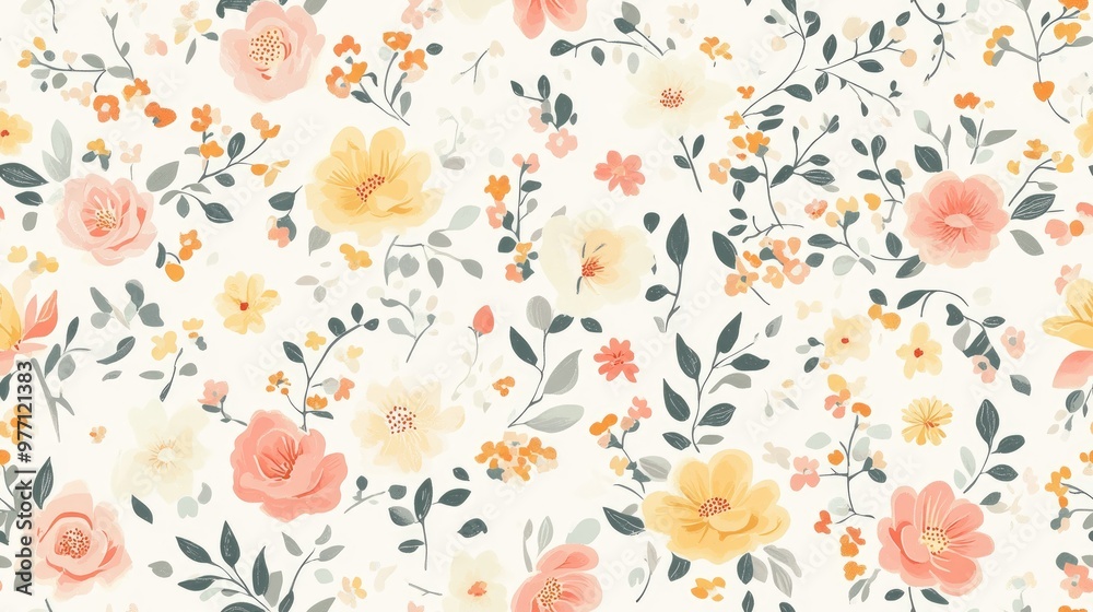 Charming small scale floral pattern in a shabby chic millefleurs style Seamless floral background suitable for textiles book covers wallpaper printing gift wrapping and scrapbooking Charming small scale floral pattern in a shabby chic millefleurs style Seamless floral background suitable for textiles book covers wallpaper printing gift wrapping and scrapbooking