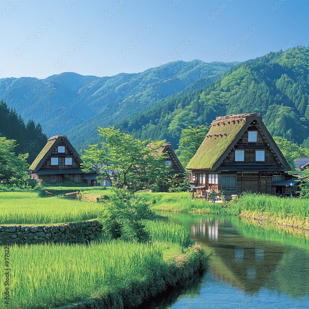 Fresh green in world's cultural and natural heritage Shirakawa-go Fresh green in world's cultural and natural heritage Shirakawa-go