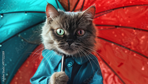 A cat holding an umbrella on a rainy day
Generative AI