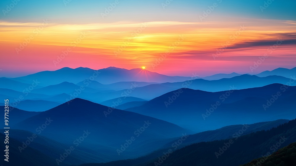 custom made wallpaper toronto digitalSilhouetted Mountains at Sunset with a Vibrant Sky