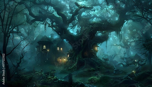 the haunted forest in a fantasy land