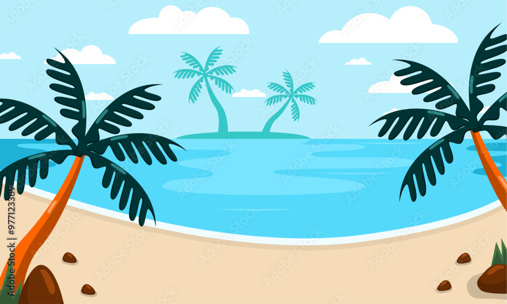 Obraz premium Summer beach scene vector background