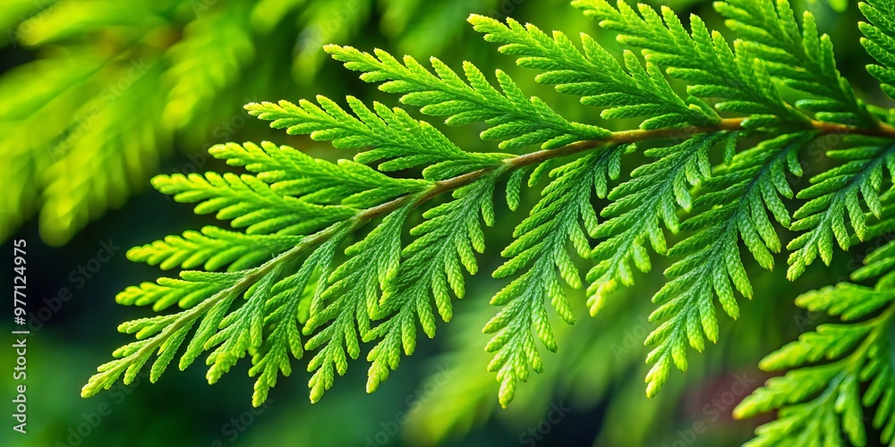 Close-up of vibrant green cedar tree leaves with visible veins and serrated edges against a blurred background Close-up of vibrant green cedar tree leaves with visible veins and serrated edges against a blurred background