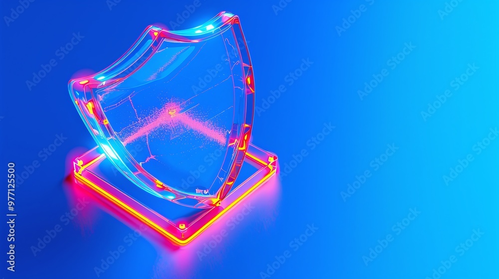 A glowing shield icon showcasing digital protection and security, ideal for technology and cybersecurity concepts. A glowing shield icon showcasing digital protection and security, ideal for technology and cybersecurity concepts.