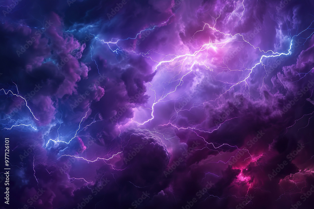 Generative ai on theme of scary bright electric lightning bolt with branches in the night dark sky Generative ai on theme of scary bright electric lightning bolt with branches in the night dark sky