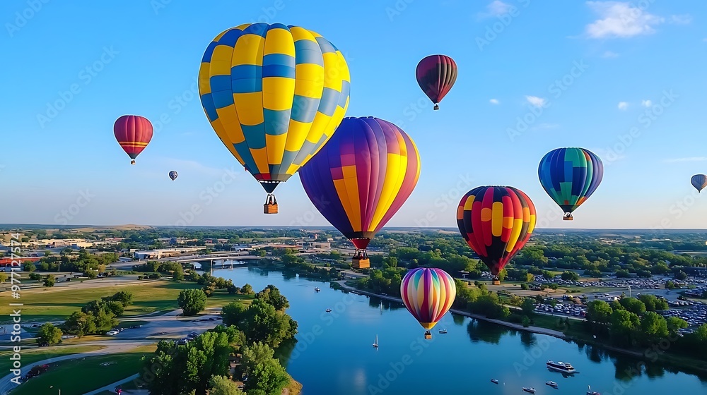 Fototapeta premium Vibrant Colorful Hot Air Balloon Festival Soaring in the Sky 