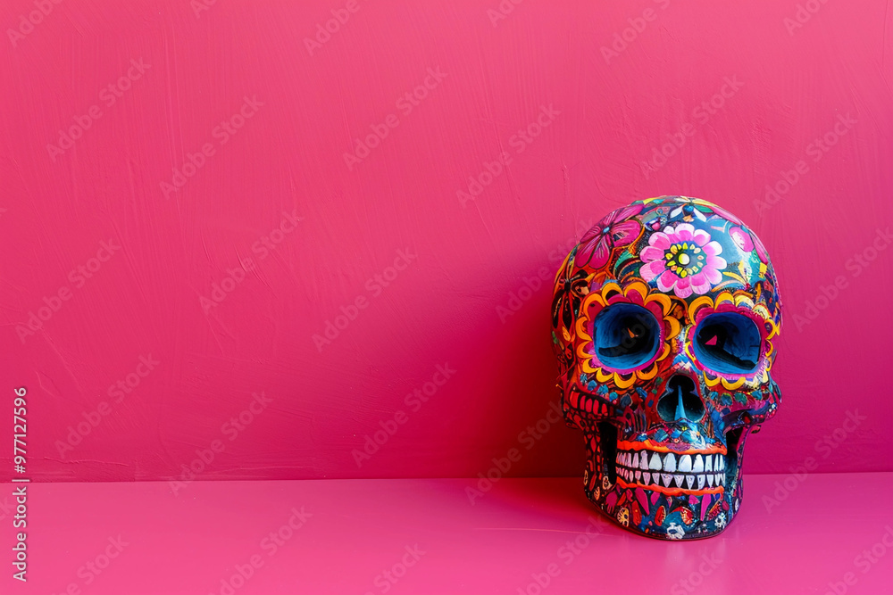 Beautiful greeting card with bright holiday composition for happy to joy celebrate dia de muertos Beautiful greeting card with bright holiday composition for happy to joy celebrate dia de muertos